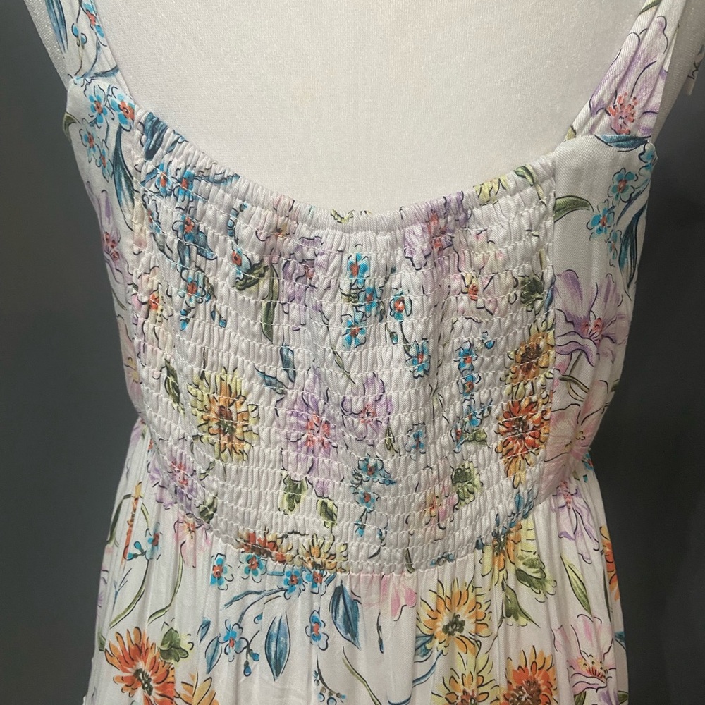 CROWN & IVY Long Maxi Floral Sundress Dress Milkmaid Tiered Lace Smocked XL - Picture 10 of 17